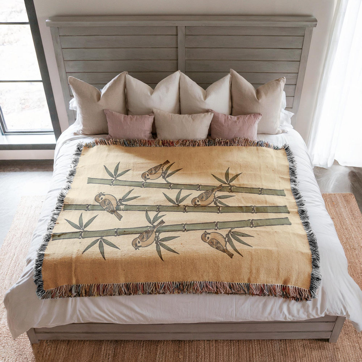 Bamboo Sparrow Woven Blanket