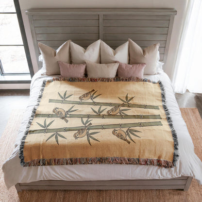 Bamboo Sparrow Woven Blanket