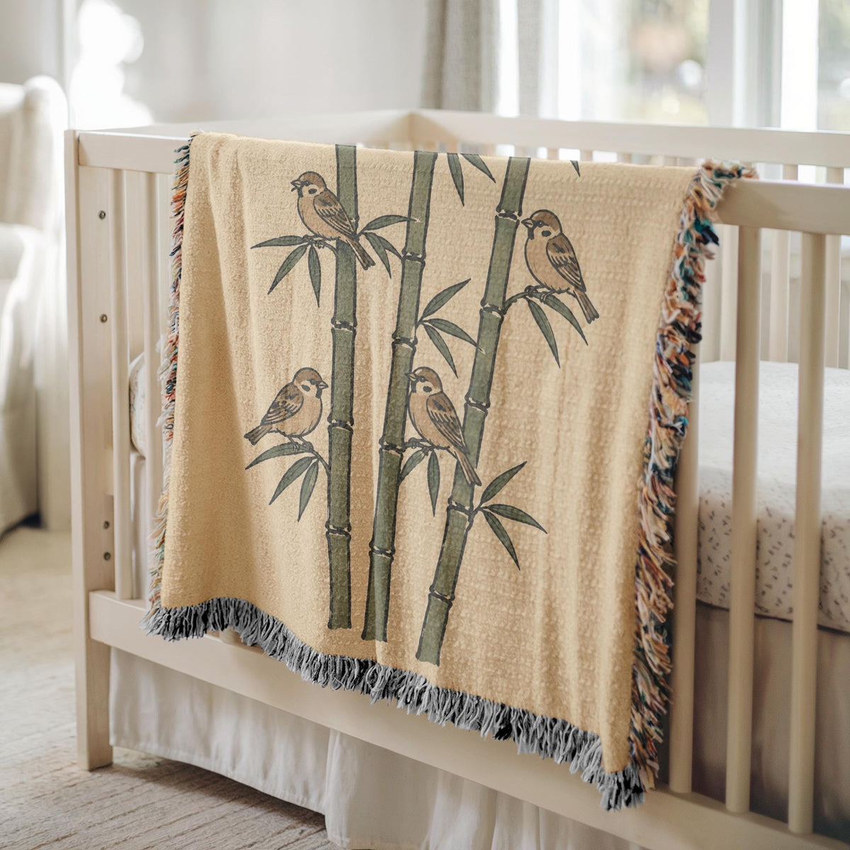Bamboo Sparrow Woven Blanket