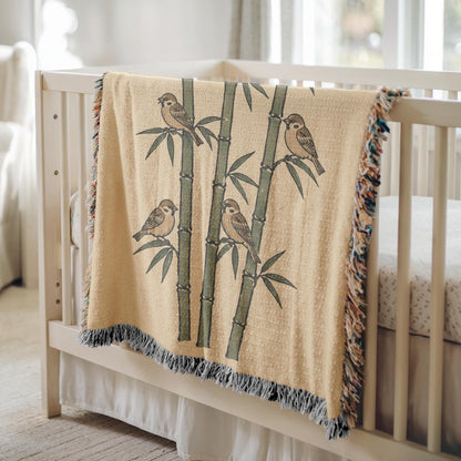 Bamboo Sparrow Woven Blanket