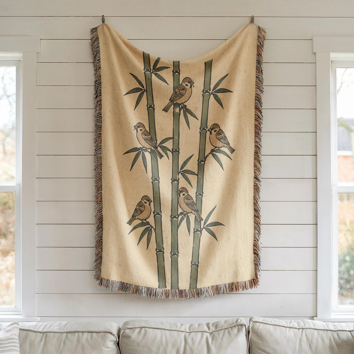 Bamboo Sparrow Woven Blanket