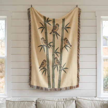 Bamboo Sparrow Woven Blanket