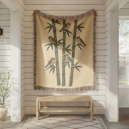 Bamboo Sparrow Woven Blanket