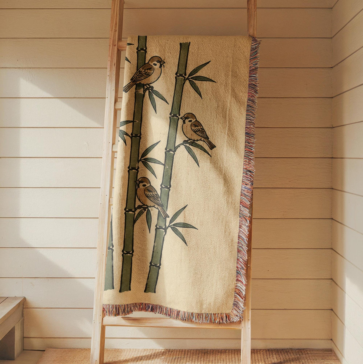 Bamboo Sparrow Woven Blanket