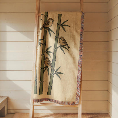 Bamboo Sparrow Woven Blanket