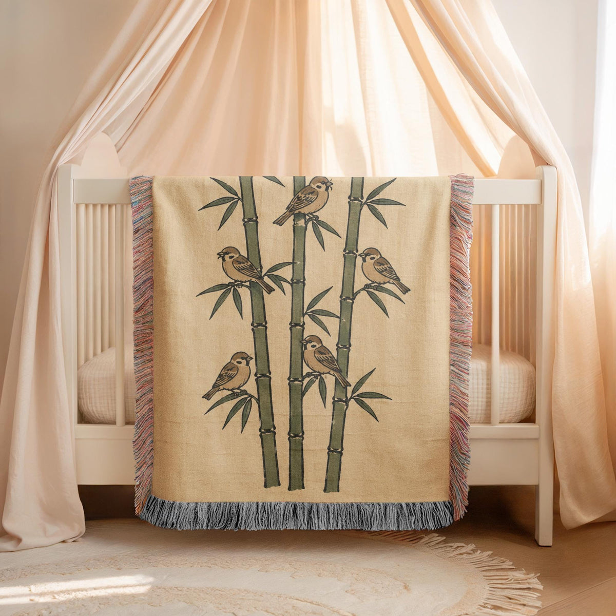 Bamboo Sparrow Woven Blanket