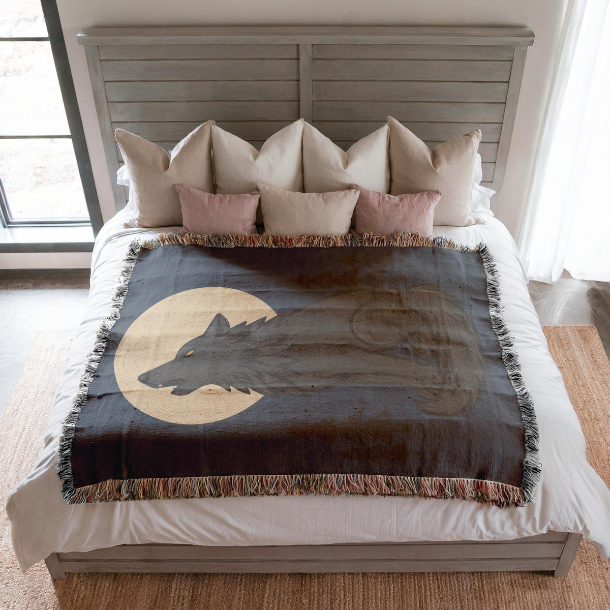 Howling Wolf Woven Blanket