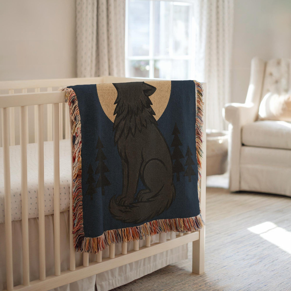 Howling Wolf Woven Blanket