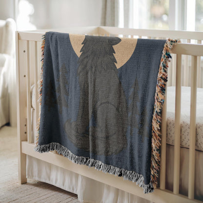 Howling Wolf Woven Blanket
