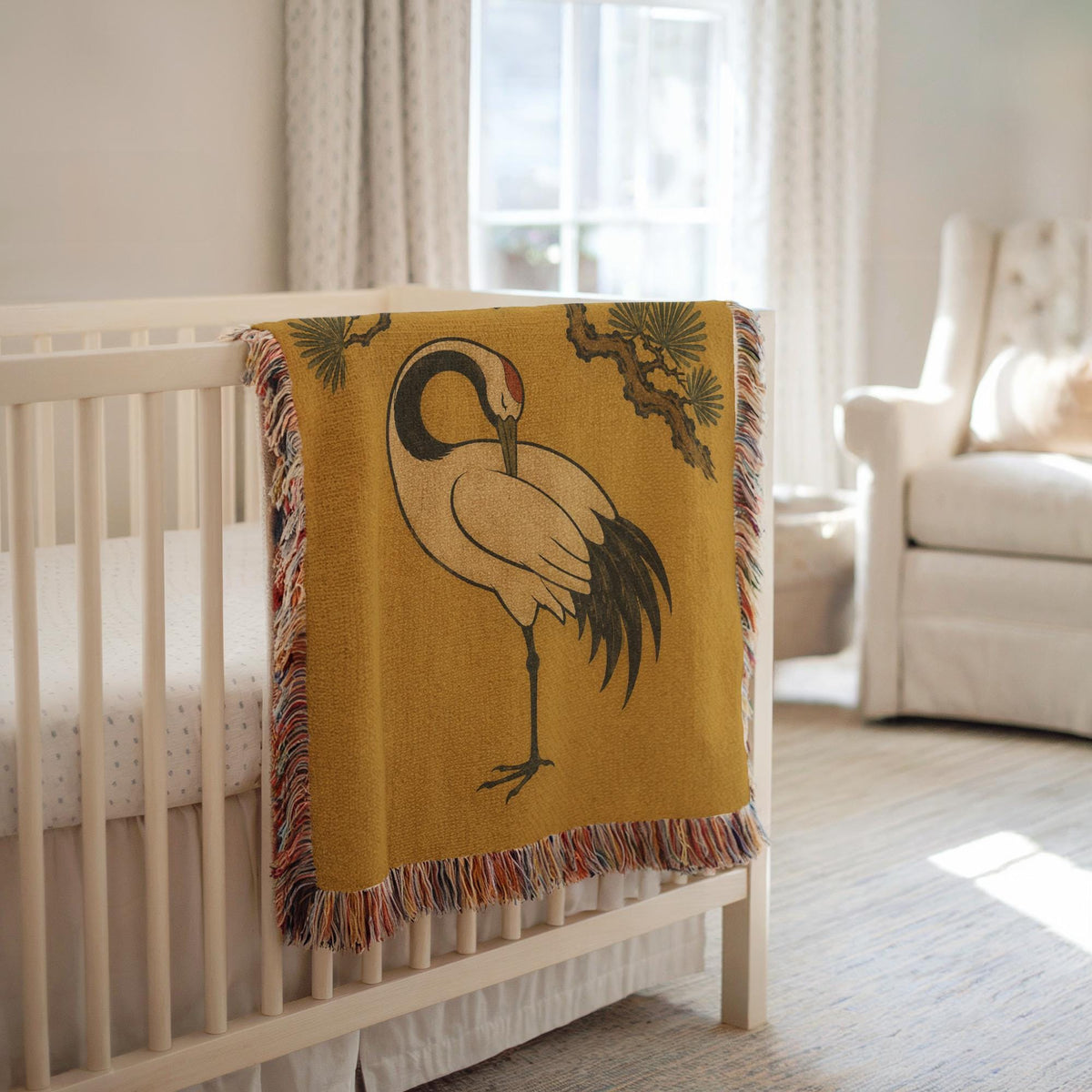 Japanese Crane Woven Blanket