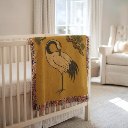 Japanese Crane Woven Blanket