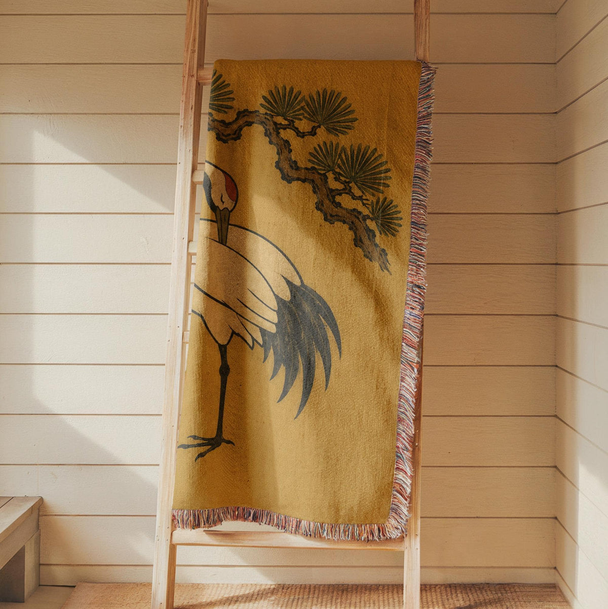 Japanese Crane Woven Blanket