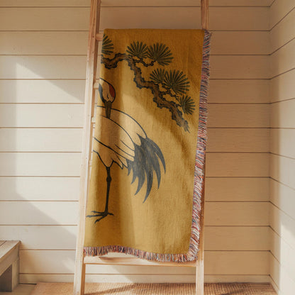 Japanese Crane Woven Blanket