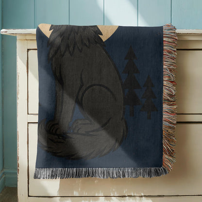 Howling Wolf Woven Blanket