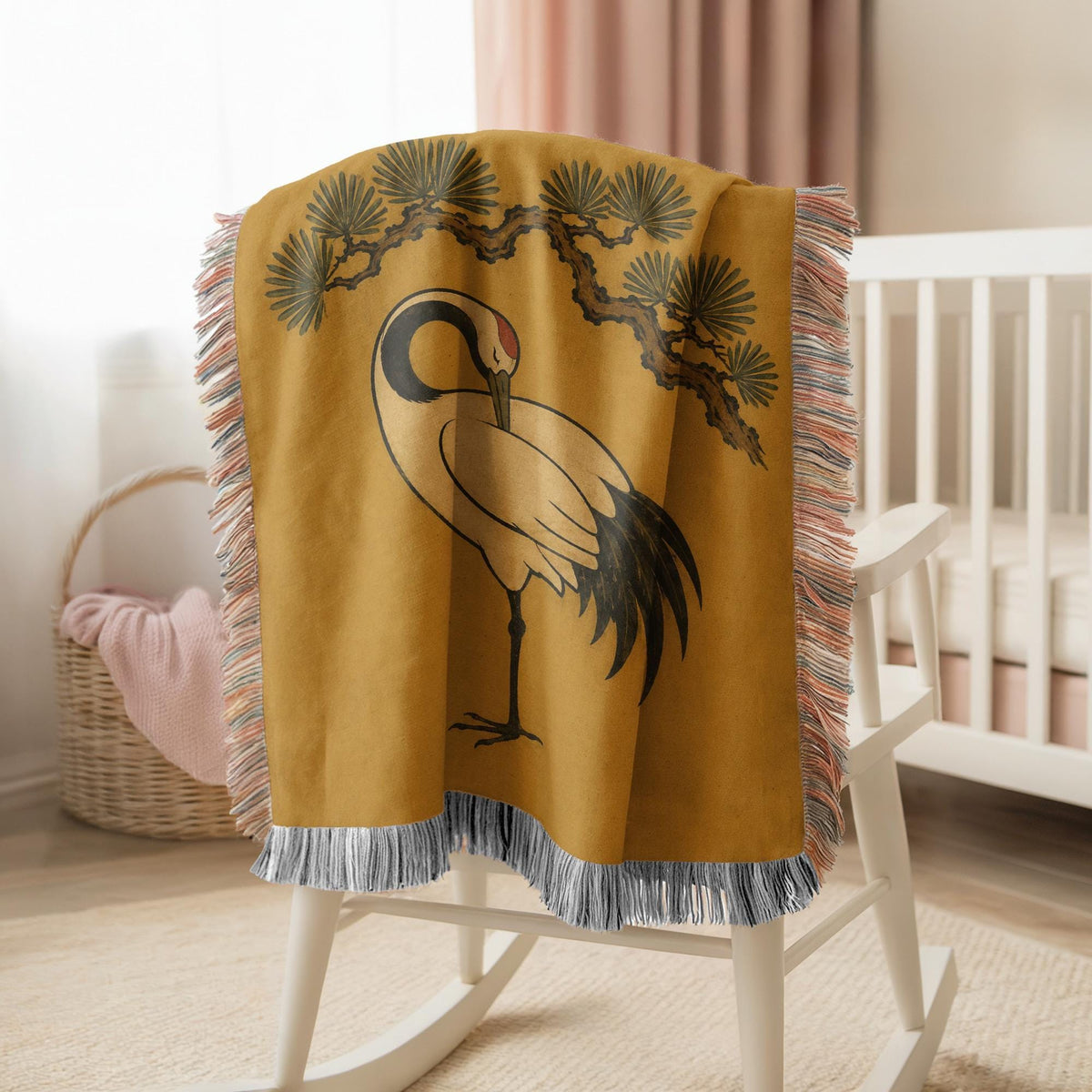 Japanese Crane Woven Blanket