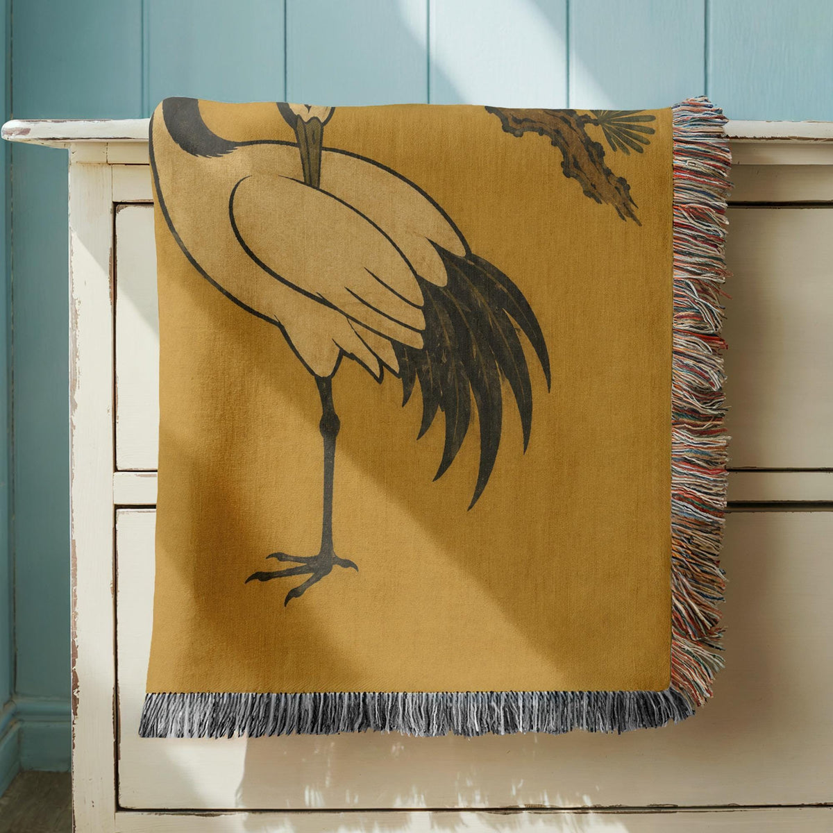 Japanese Crane Woven Blanket
