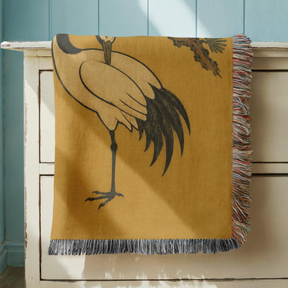 Japanese Crane Woven Blanket