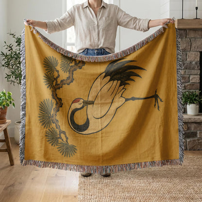 Japanese Crane Woven Blanket