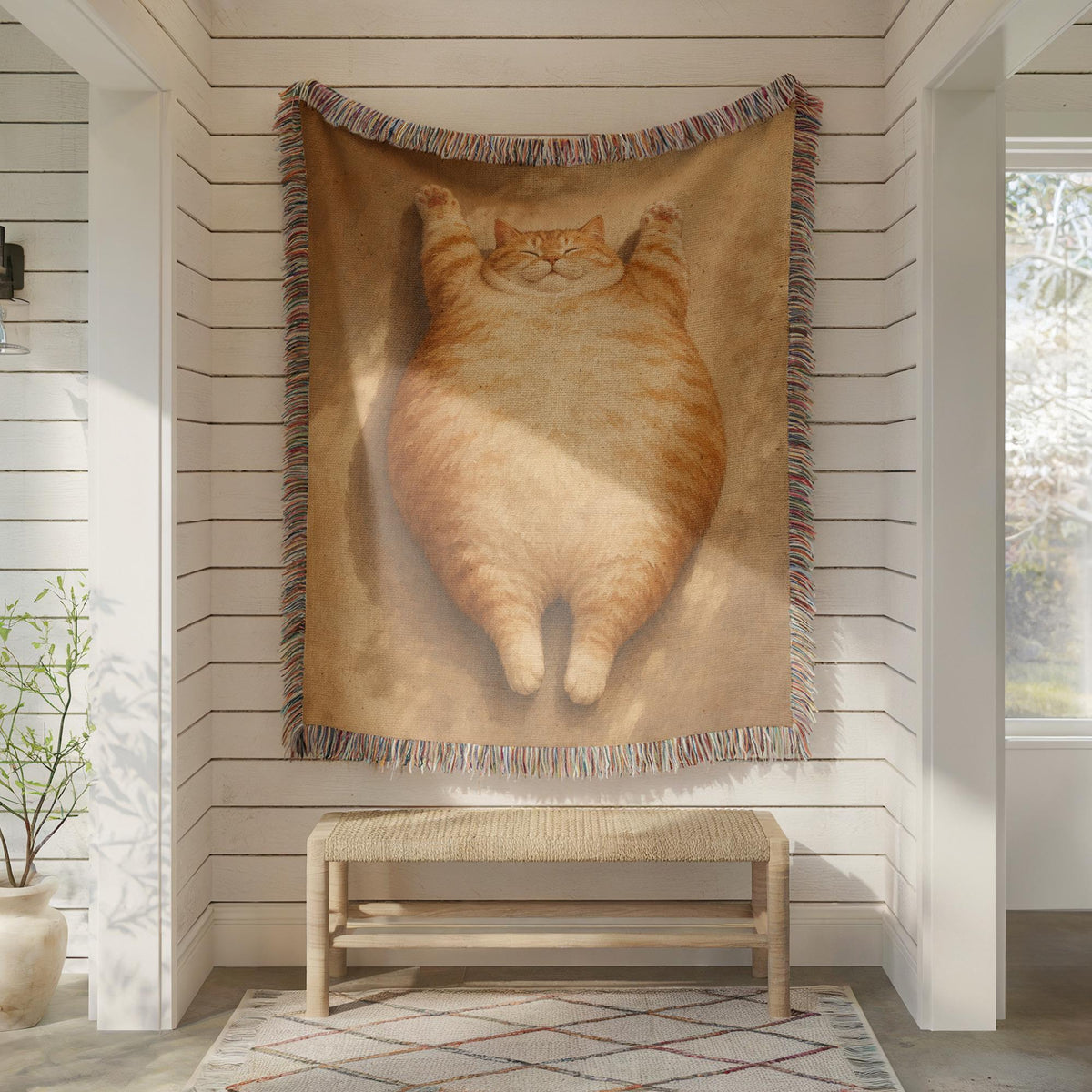 Fat Orange Cat Tapestry