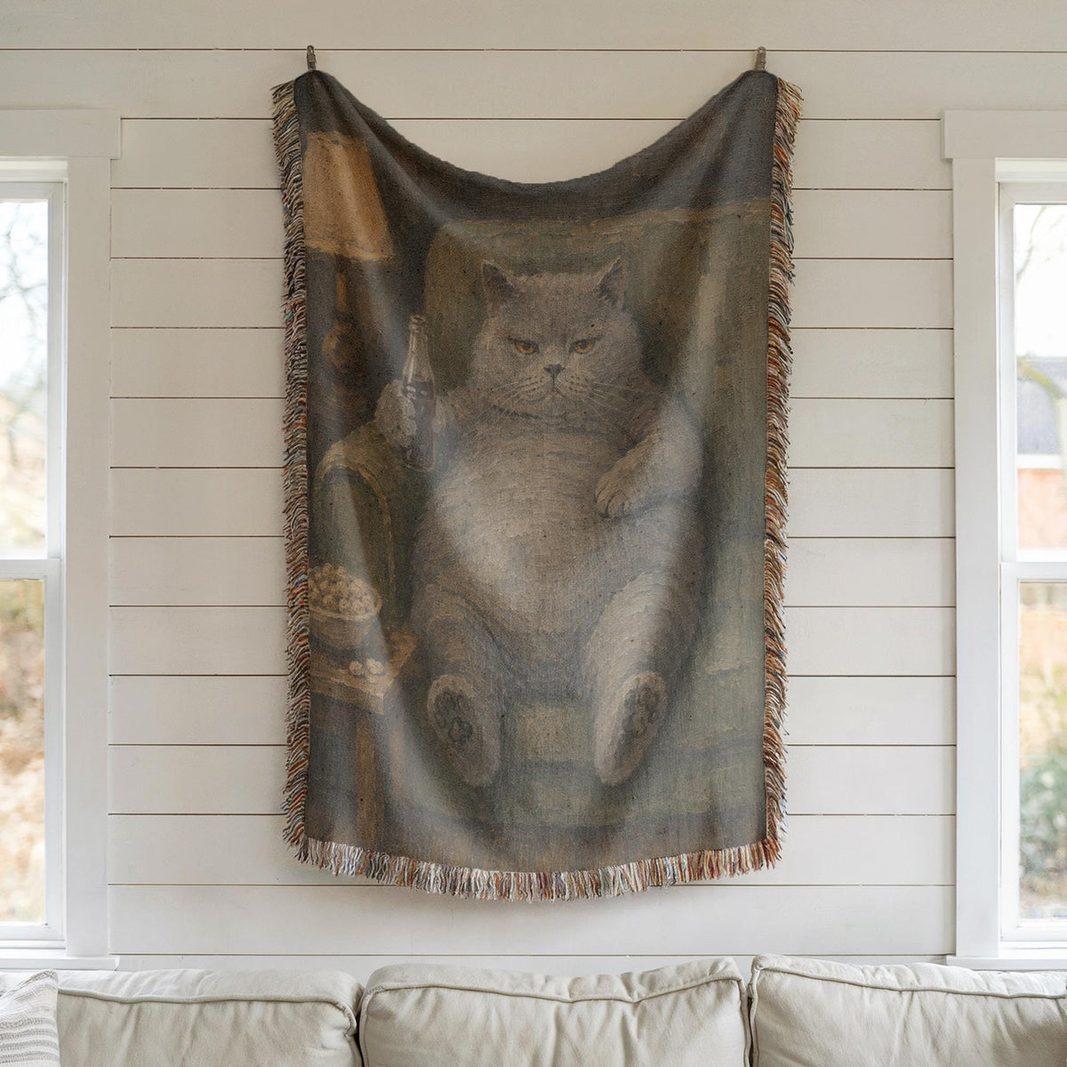 Grumpy Fat Cat Tapestry