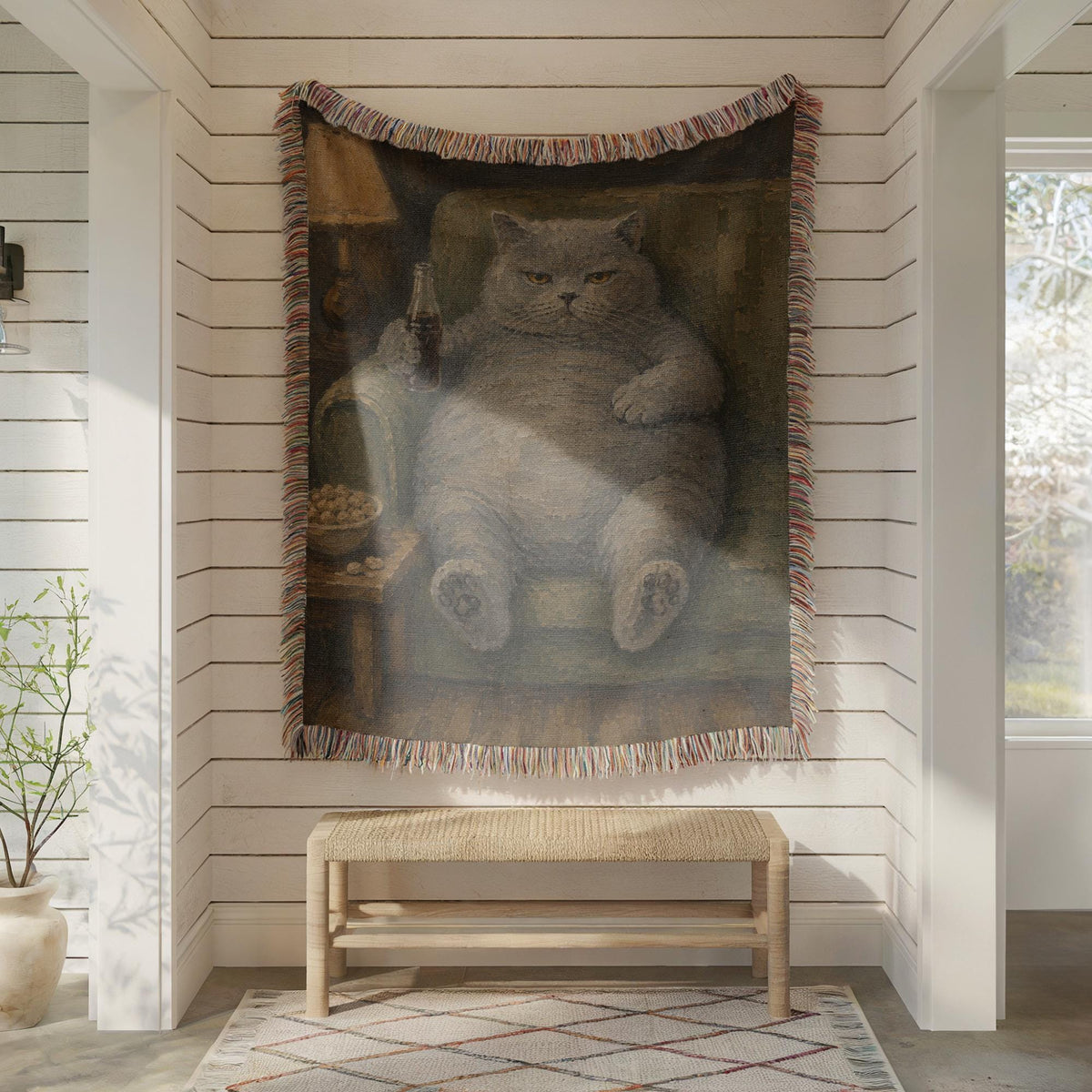 Grumpy Fat Cat Tapestry