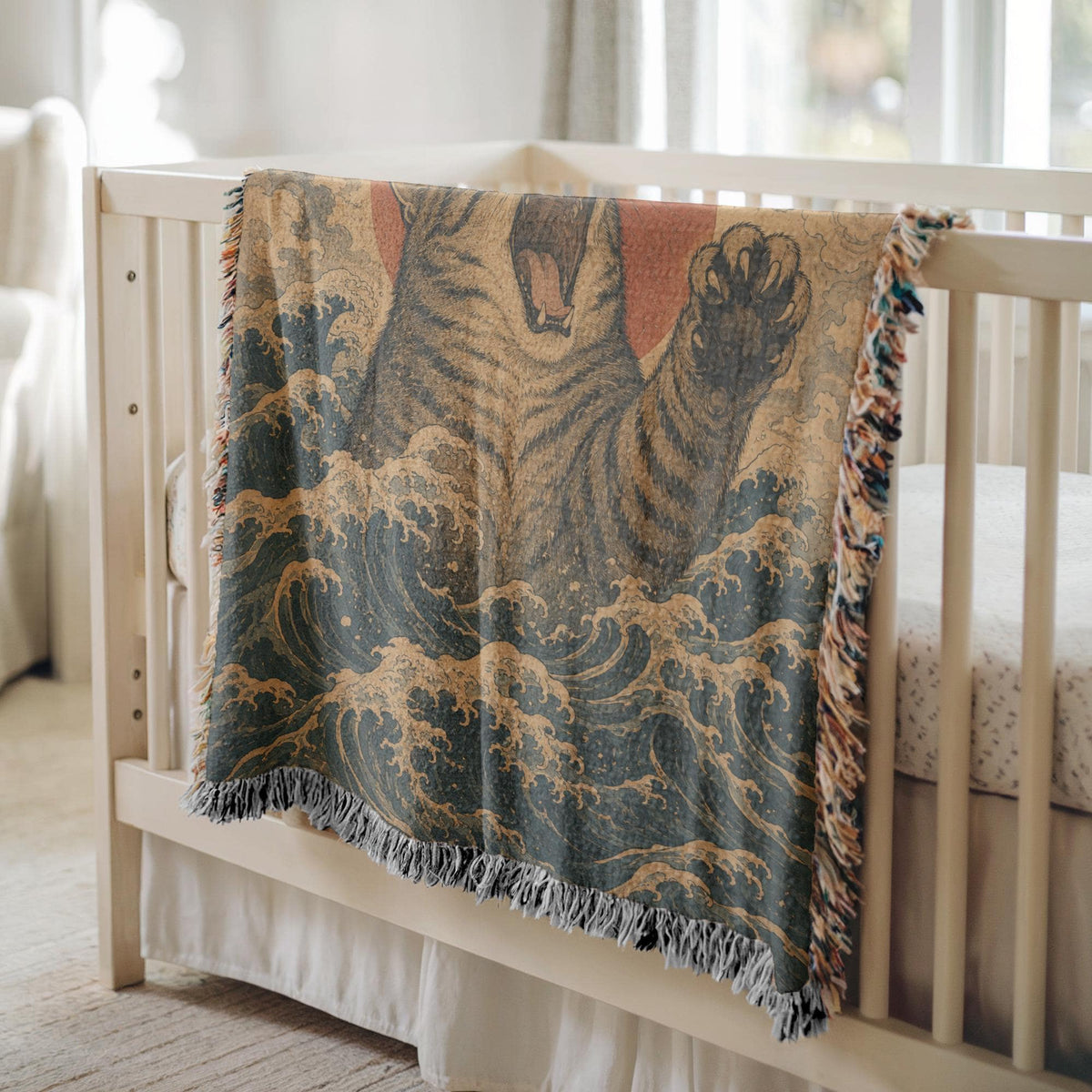 Japanese Wave Cat Tapestry