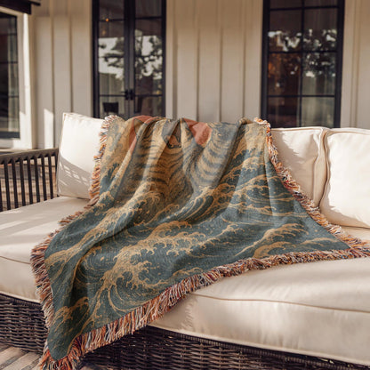 Japanese Wave Cat Tapestry
