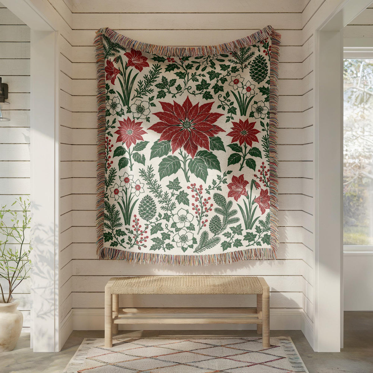 Poinsettia Woven Blanket