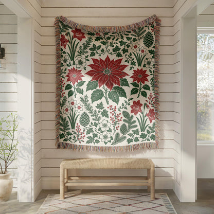 Poinsettia Woven Blanket