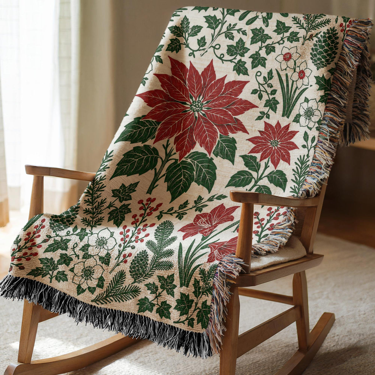 Poinsettia Woven Blanket