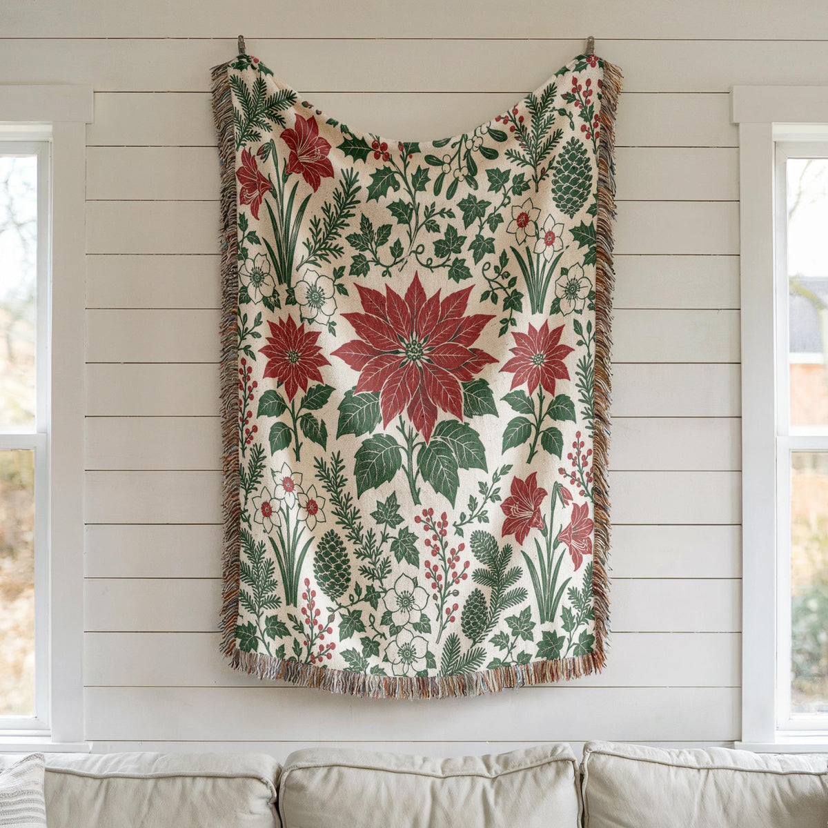 Poinsettia Woven Blanket