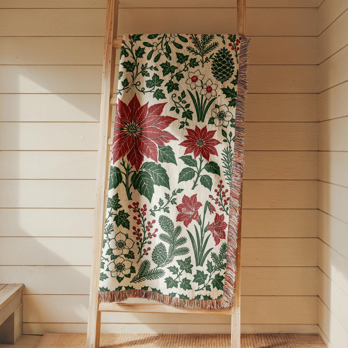 Poinsettia Woven Blanket