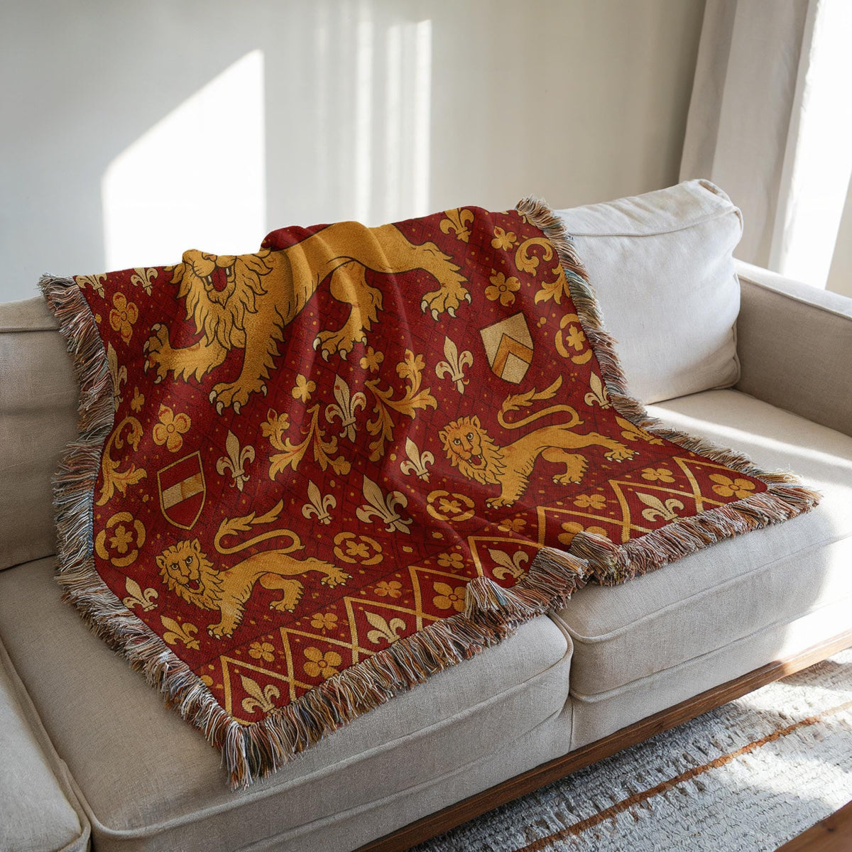 Heraldic Lion Woven Blanket