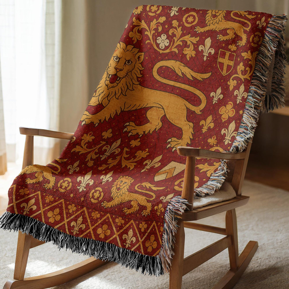 Heraldic Lion Woven Blanket