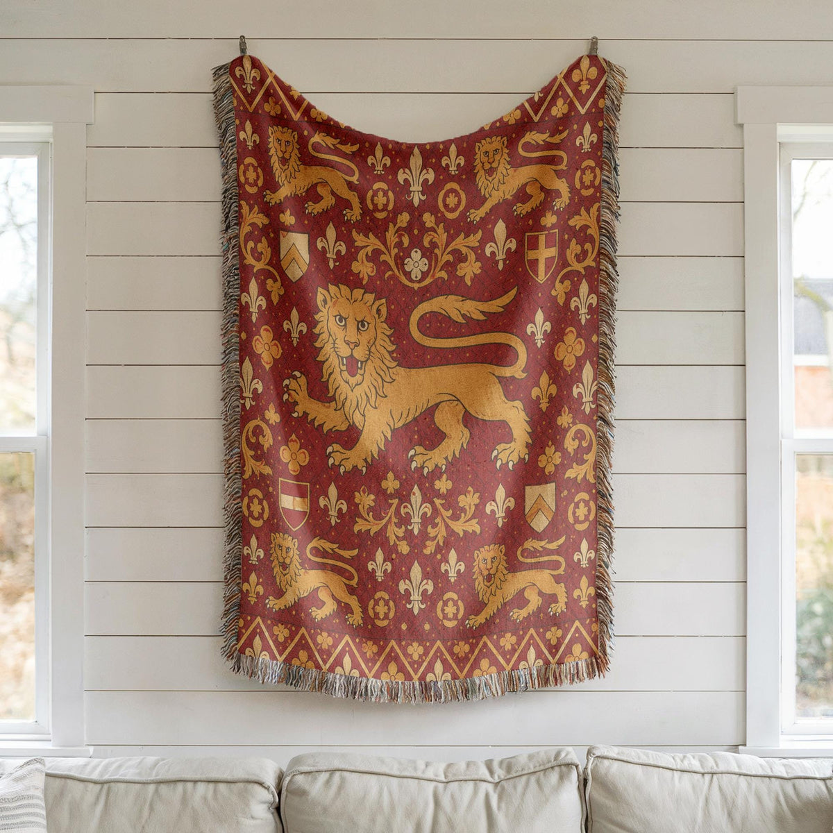 Heraldic Lion Woven Blanket