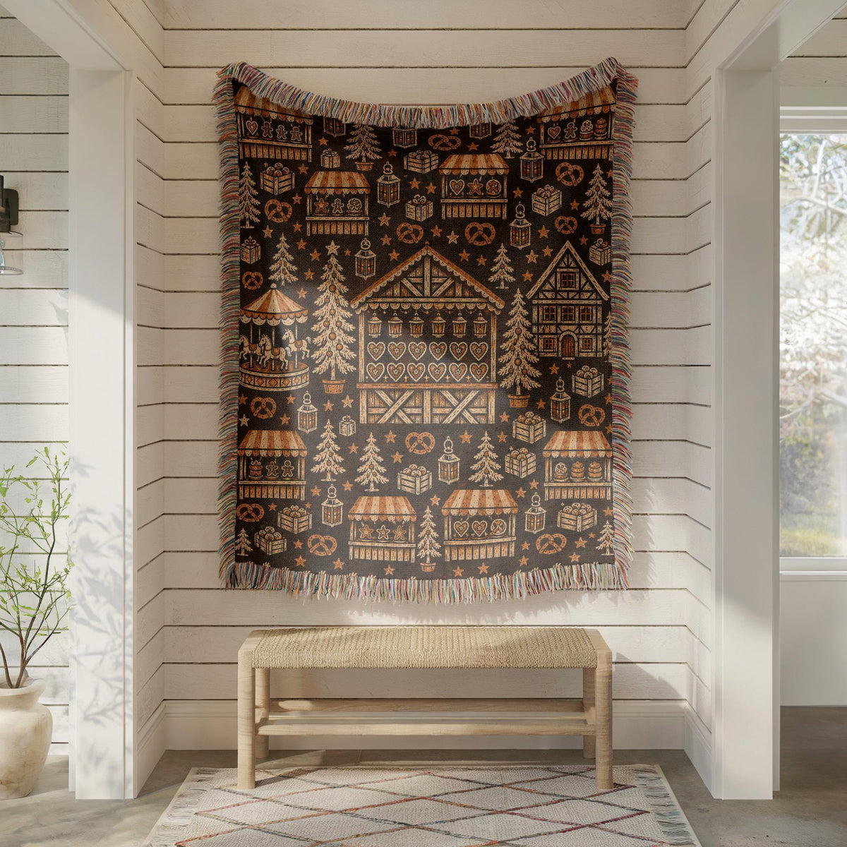 Christmas Market Woven Blanket
