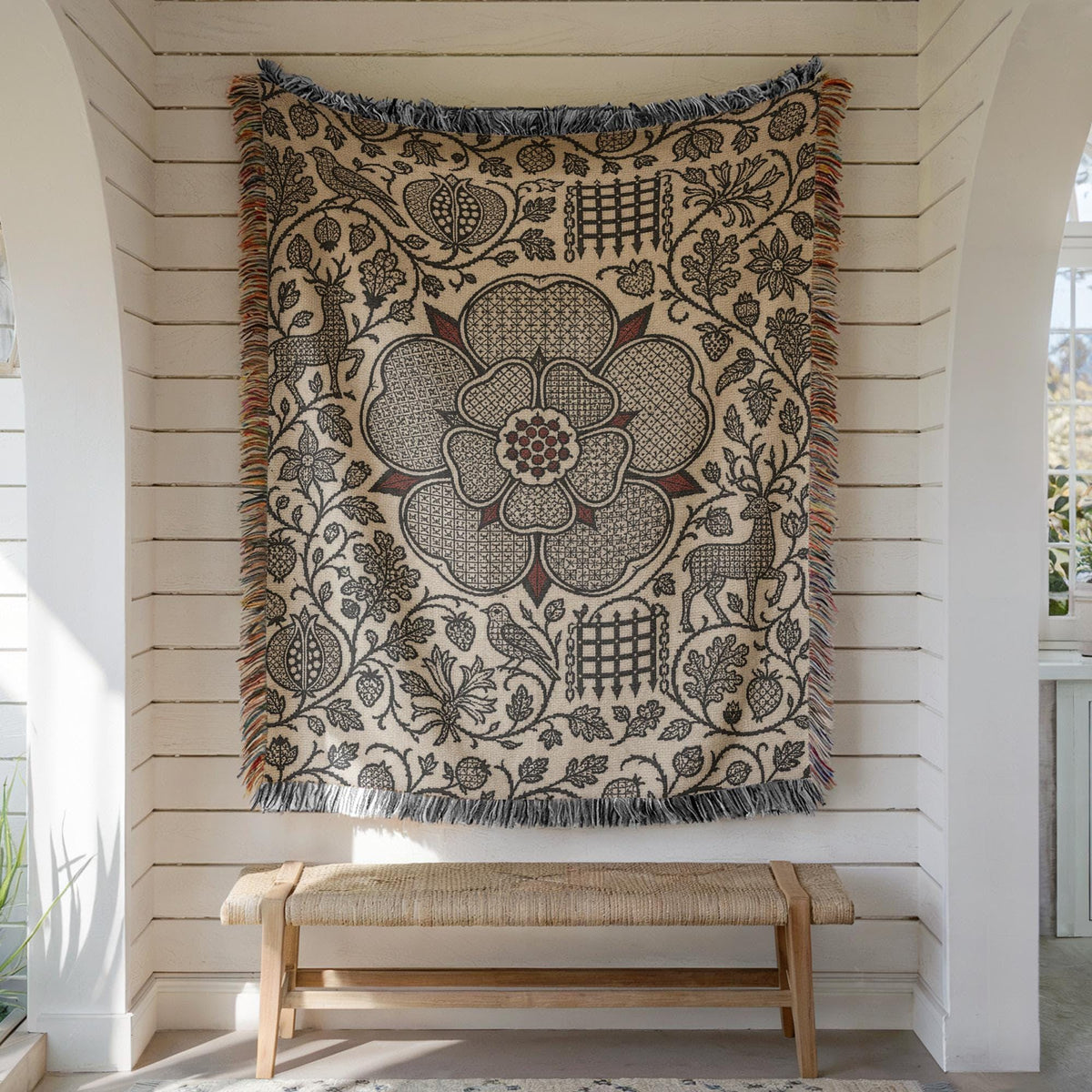 Tudor Rose Woven Blanket