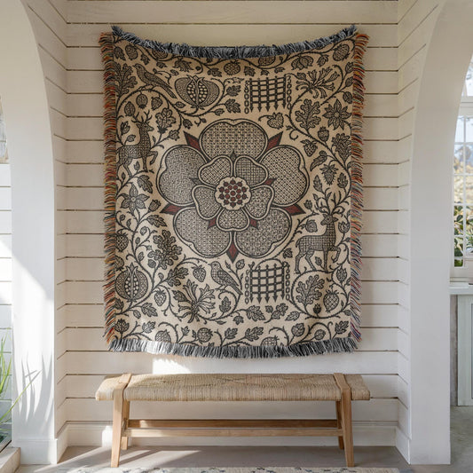 Tudor Rose Woven Blanket