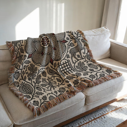 Tudor Rose Woven Blanket