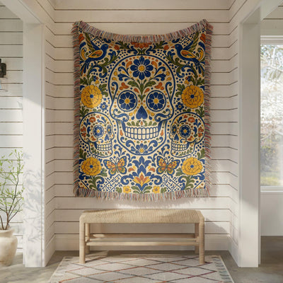 Sugar Skull Woven Blanket