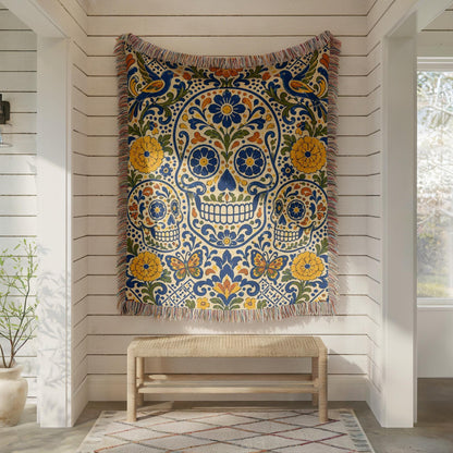 Sugar Skull Woven Blanket