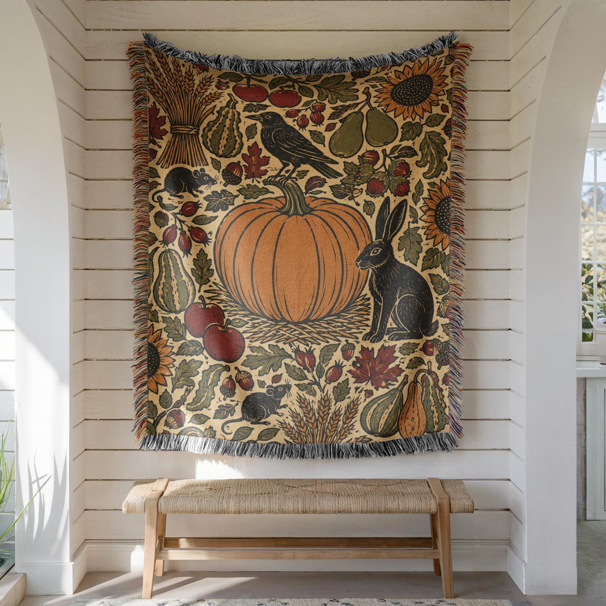 Halloween Pumpkin Woven Blanket