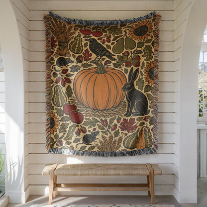 Halloween Pumpkin Woven Blanket