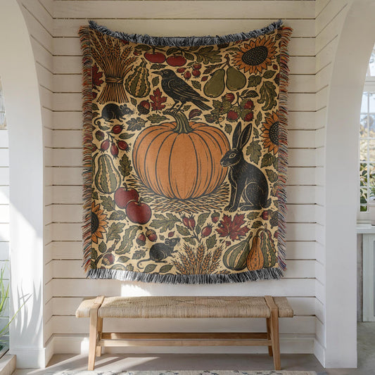 Halloween Pumpkin Woven Blanket