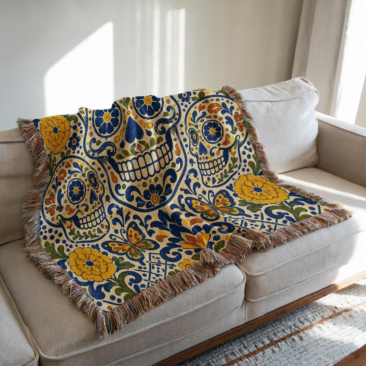 Sugar Skull Woven Blanket