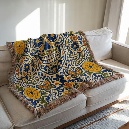 Sugar Skull Woven Blanket