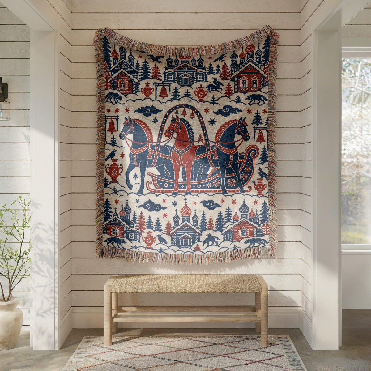 Slavic Folk Art Woven Blanket