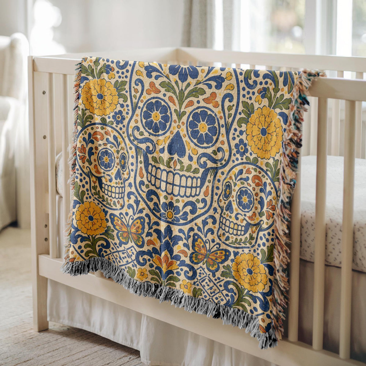Sugar Skull Woven Blanket
