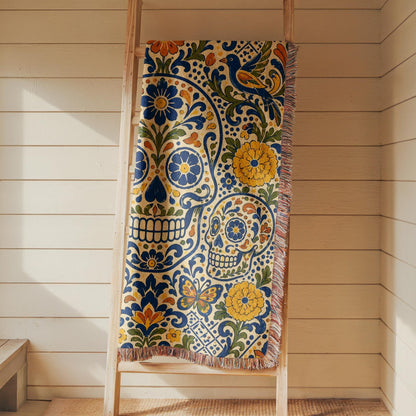 Sugar Skull Woven Blanket
