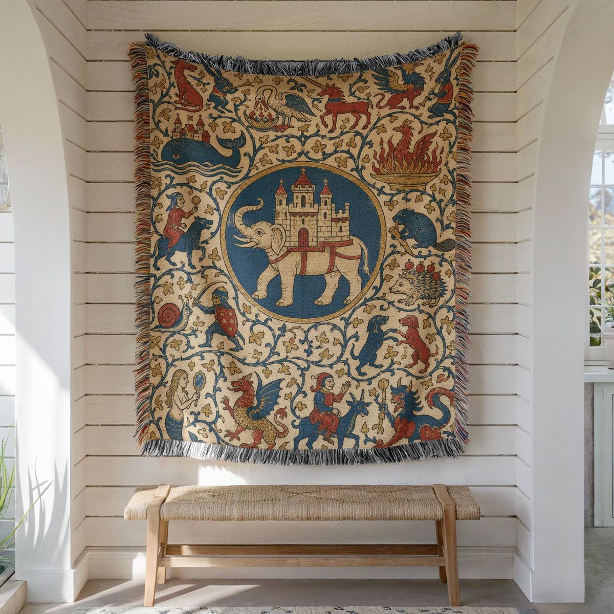 Medieval Bestiary Woven Blanket